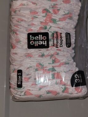 Hello Bello Premium Size 1 Baby Diapers - Strawberry Print